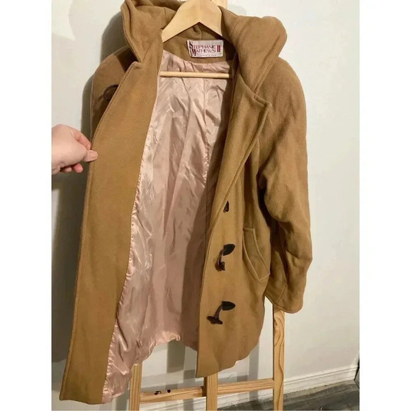 Vintage Stephanie Mathews Wool Women’s Duffle Coat size 3/4 Toggle Closure Hoode - Picture 2 of 10